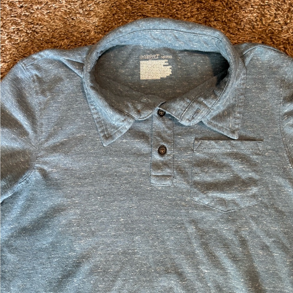Boy’s Cat and Jack Long Sleeve Polo in Blue Size L (10-12) - Picture 3 of 3
